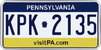 PA license plate KPK2135
