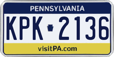 PA license plate KPK2136
