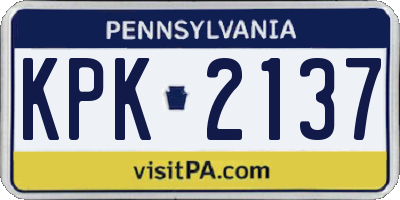 PA license plate KPK2137