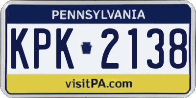 PA license plate KPK2138