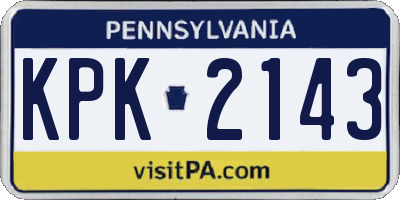 PA license plate KPK2143