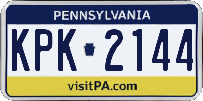 PA license plate KPK2144