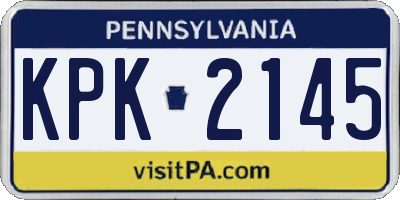 PA license plate KPK2145