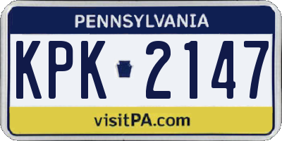 PA license plate KPK2147