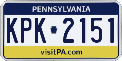 PA license plate KPK2151
