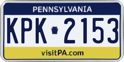 PA license plate KPK2153