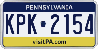 PA license plate KPK2154