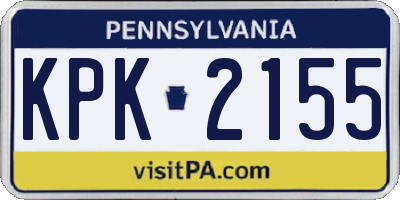 PA license plate KPK2155