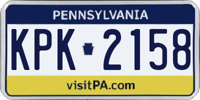 PA license plate KPK2158