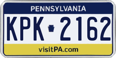 PA license plate KPK2162