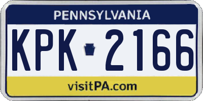 PA license plate KPK2166