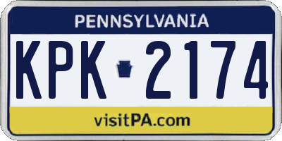PA license plate KPK2174