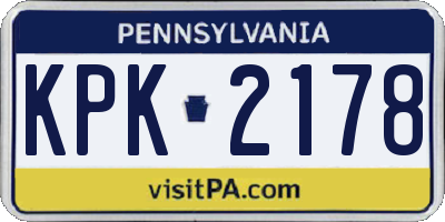 PA license plate KPK2178