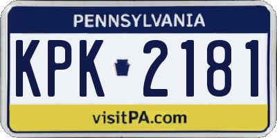 PA license plate KPK2181
