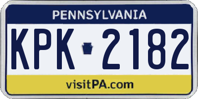 PA license plate KPK2182