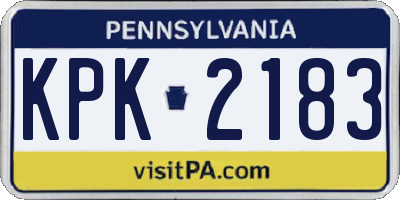 PA license plate KPK2183
