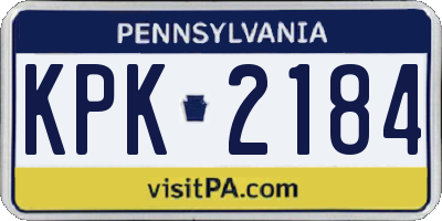 PA license plate KPK2184