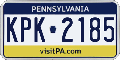 PA license plate KPK2185