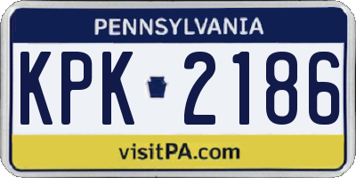 PA license plate KPK2186