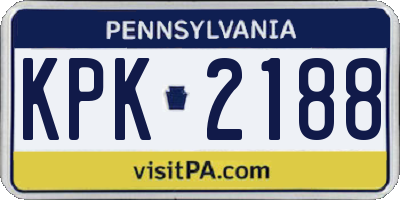 PA license plate KPK2188