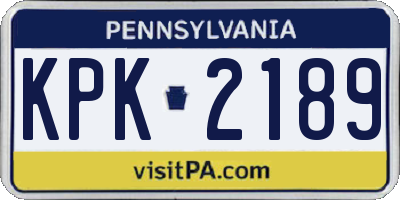 PA license plate KPK2189