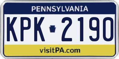 PA license plate KPK2190