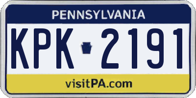 PA license plate KPK2191