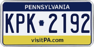 PA license plate KPK2192