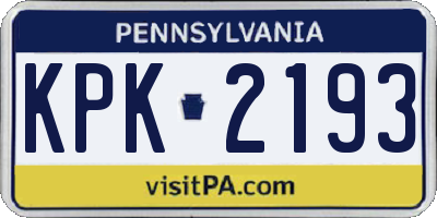 PA license plate KPK2193
