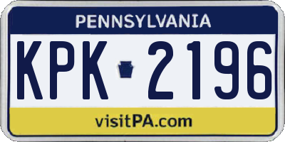 PA license plate KPK2196