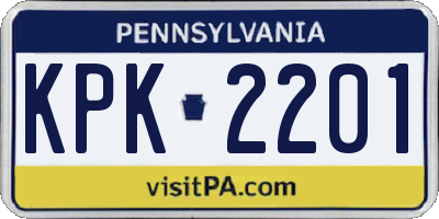 PA license plate KPK2201