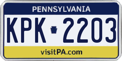PA license plate KPK2203