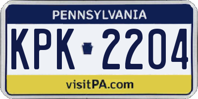 PA license plate KPK2204