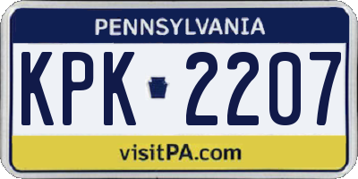 PA license plate KPK2207