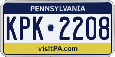 PA license plate KPK2208
