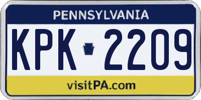 PA license plate KPK2209