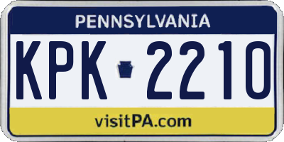 PA license plate KPK2210