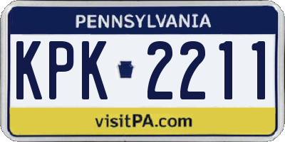 PA license plate KPK2211