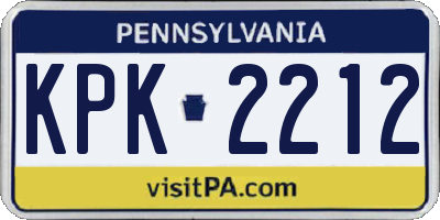 PA license plate KPK2212