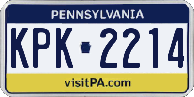 PA license plate KPK2214