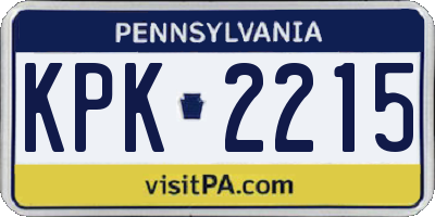 PA license plate KPK2215