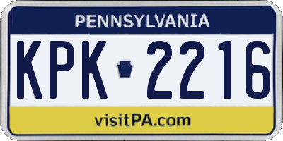 PA license plate KPK2216