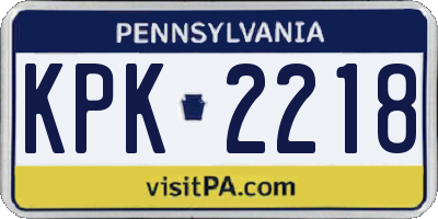 PA license plate KPK2218