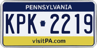 PA license plate KPK2219
