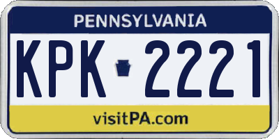 PA license plate KPK2221