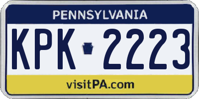 PA license plate KPK2223