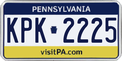 PA license plate KPK2225