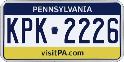 PA license plate KPK2226