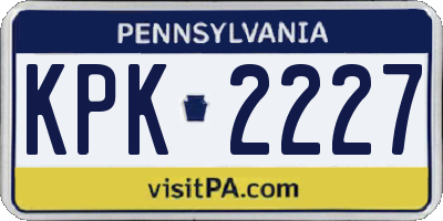 PA license plate KPK2227