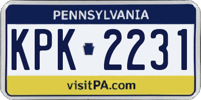 PA license plate KPK2231
